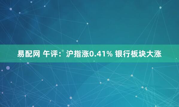 易配网 午评：沪指涨0.41% 银行板块大涨